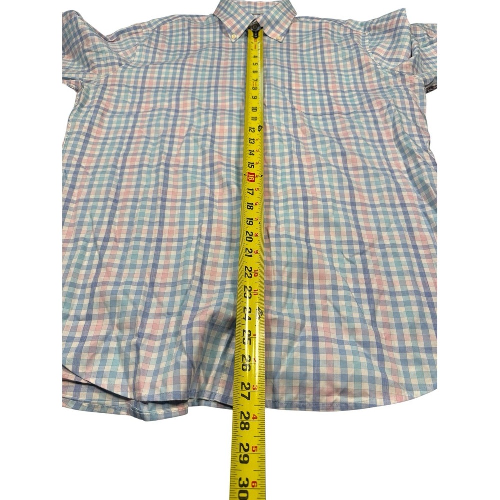 Peter Millar Button Down Men's Large Blue Multicolor Pastel Gingham Check Shirt - Picture 6 of 8